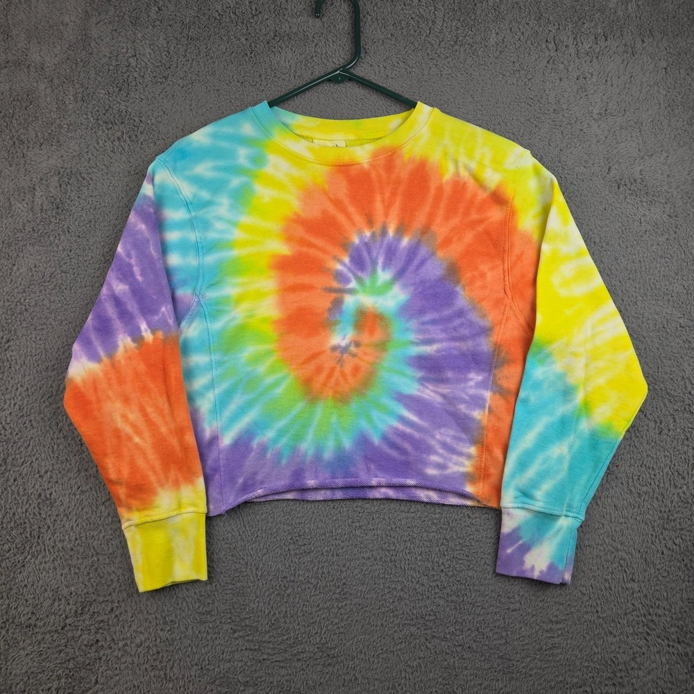 Dreamsicle Cropped Sweatshirt Women's Extra Small Tie Dyed Hippie Colorful
